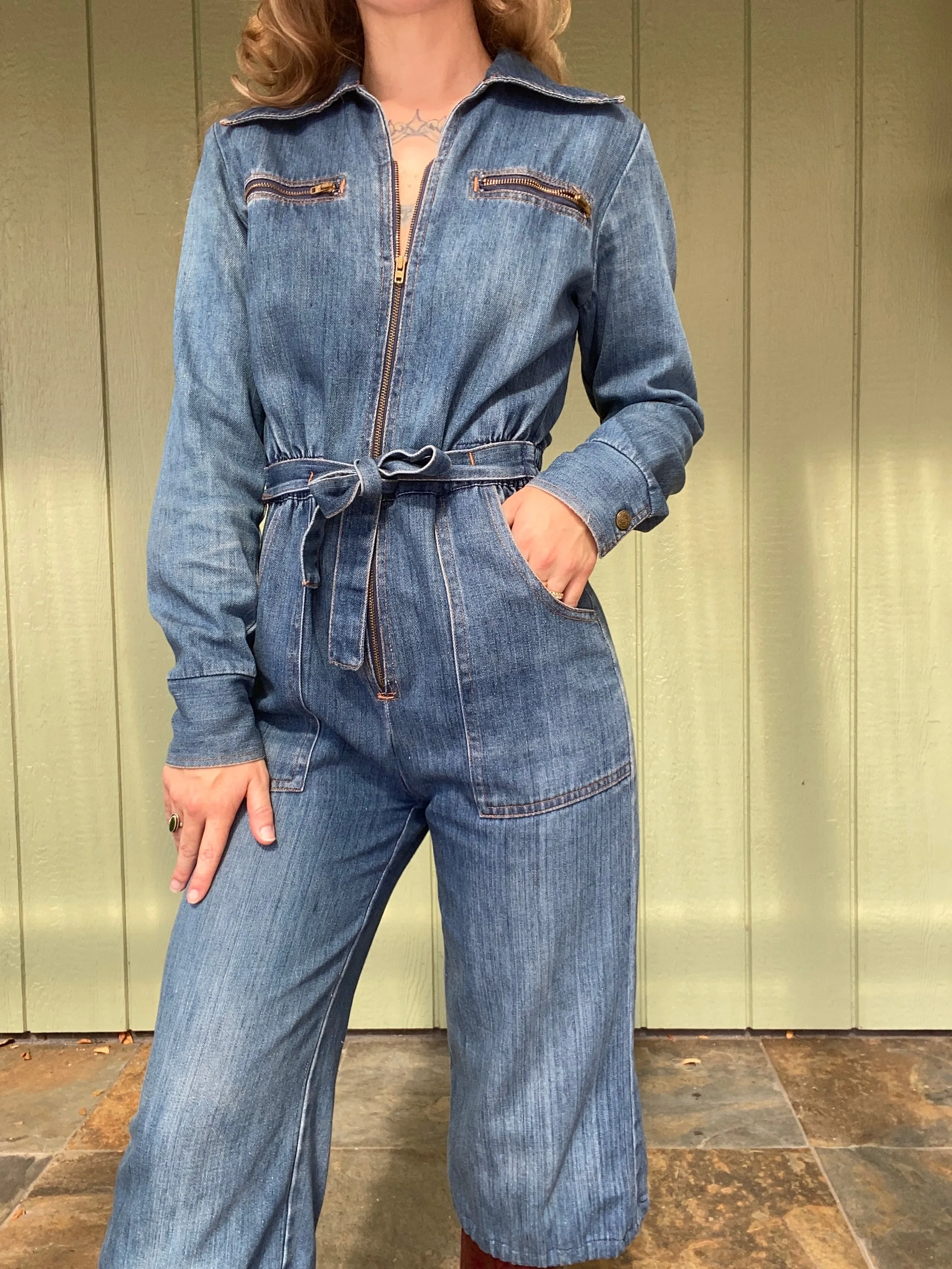 1970s Denim Jumpsuit cropped