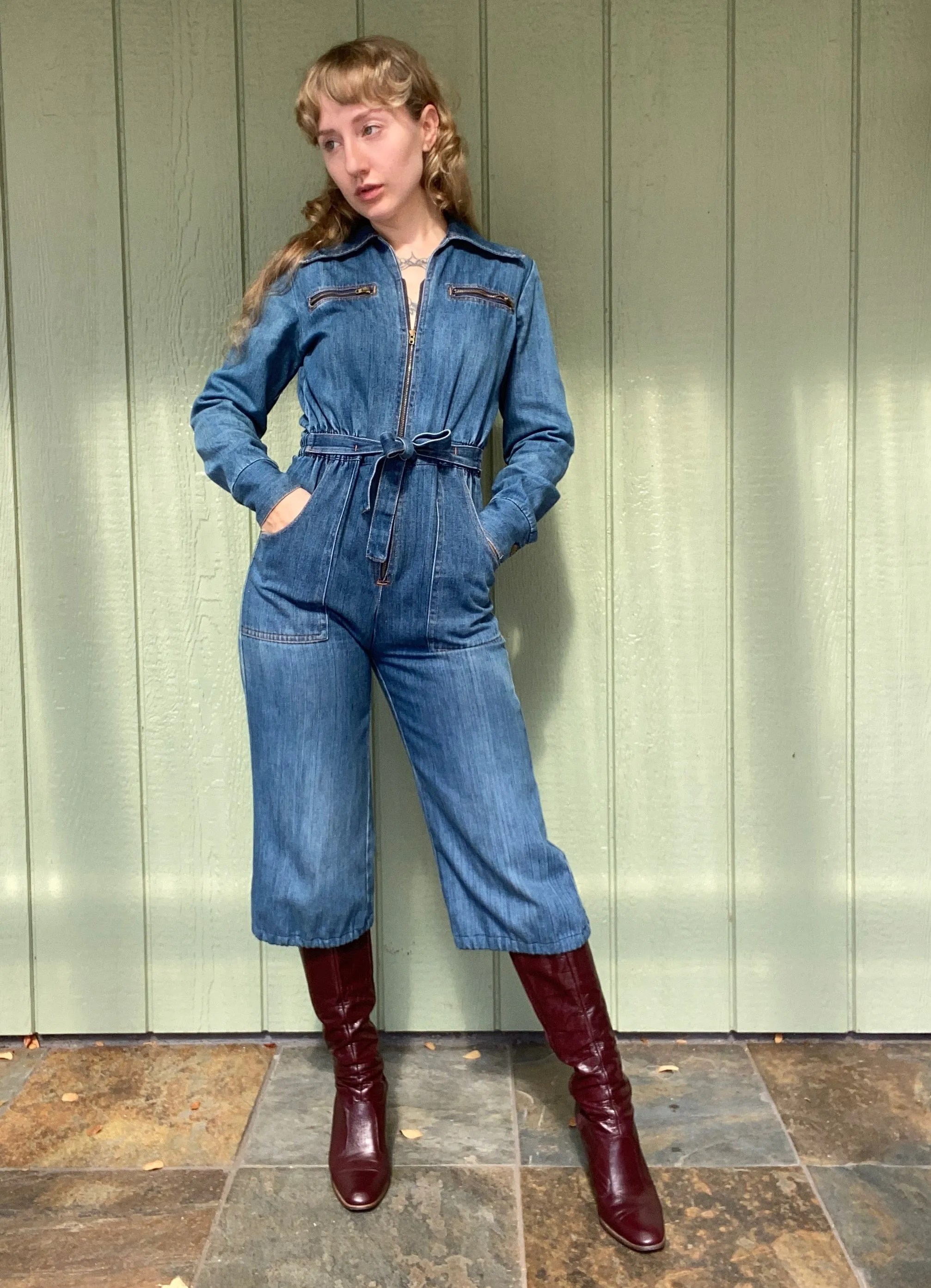 1970s Denim Jumpsuit cropped