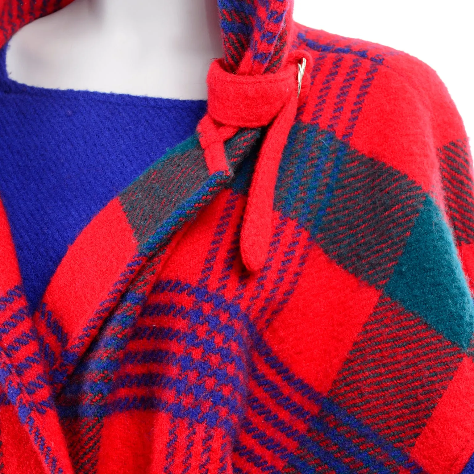 1980s Jean Charles de Castelbajac Red & Blue Plaid Vintage Blanket Coat