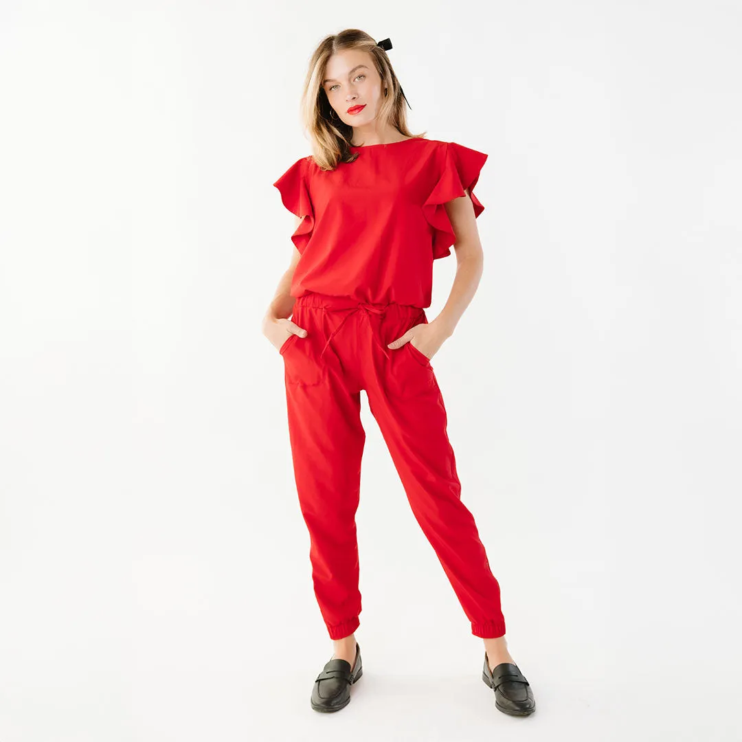 9 to 9 Jumpsuit, Crimson