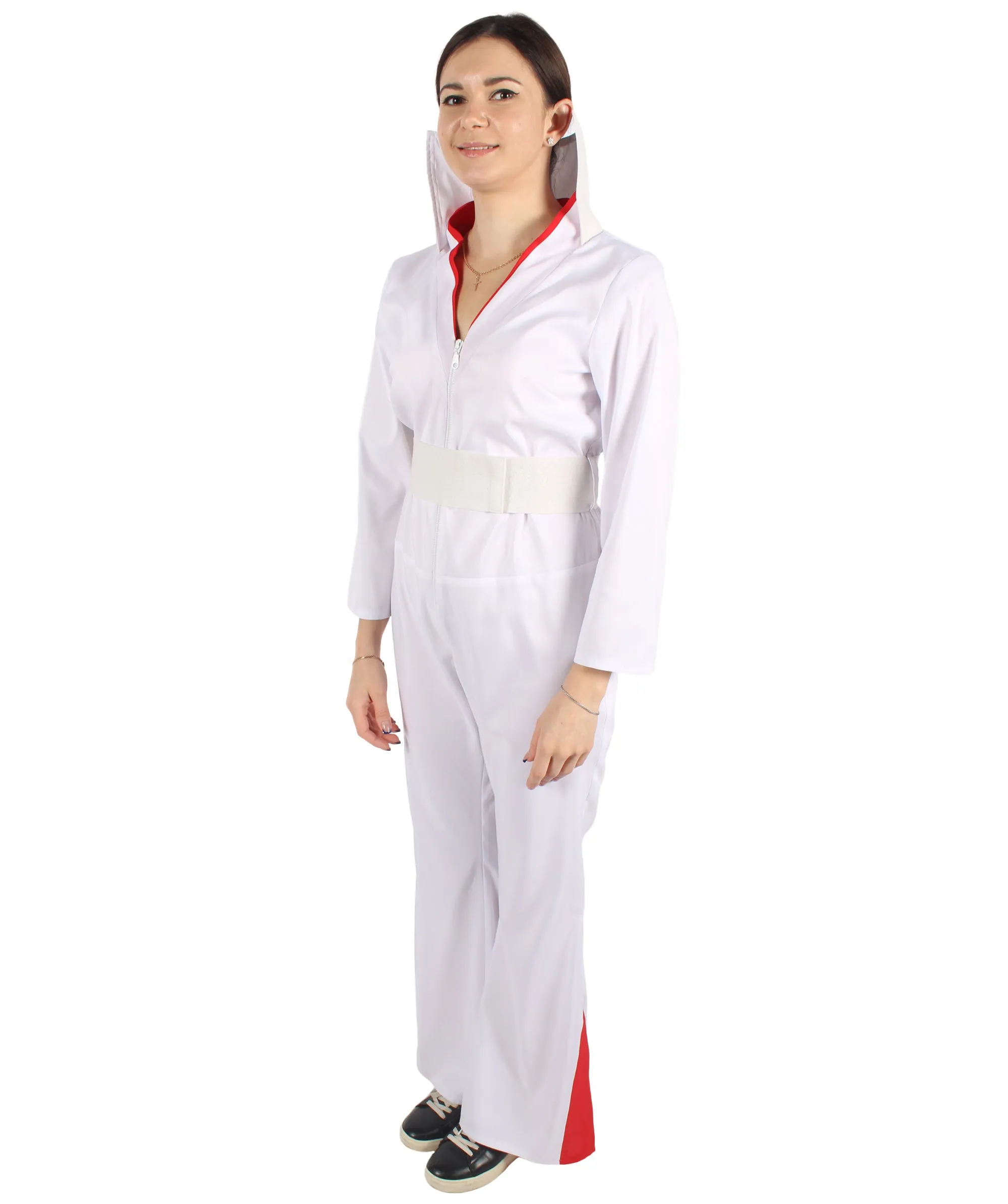 Adult Women's Deluxe Sexy Jumpsuit Costume with Sequins Costume | White Cosplay Costume