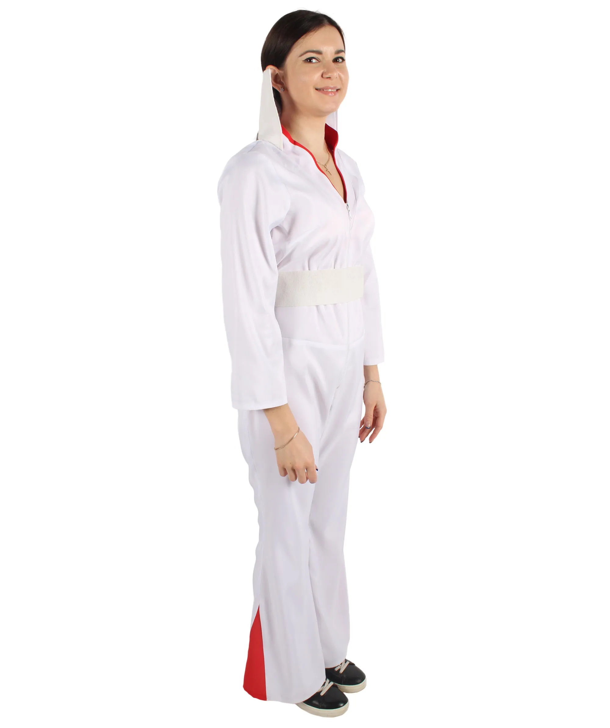 Adult Women's Deluxe Sexy Jumpsuit Costume with Sequins Costume | White Cosplay Costume