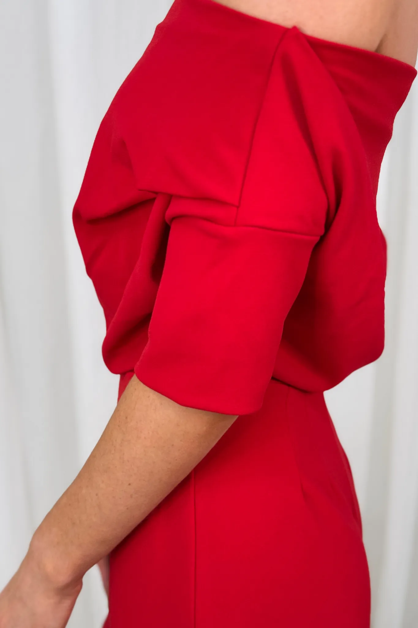 Alexandra Drape Front Jumpsuit In Red