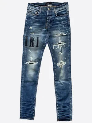 Amiri Indigo Black Core Applique Logo Jeans