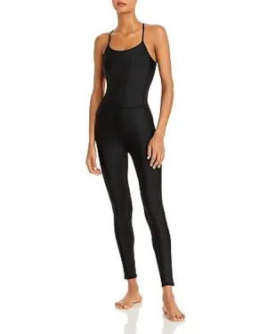 Aqua Athletic Women's Define Ribbed Jumpsuit, Black, XS