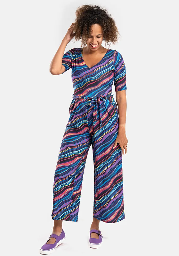 Asen Ripple Print Culotte Leg Jumpsuit