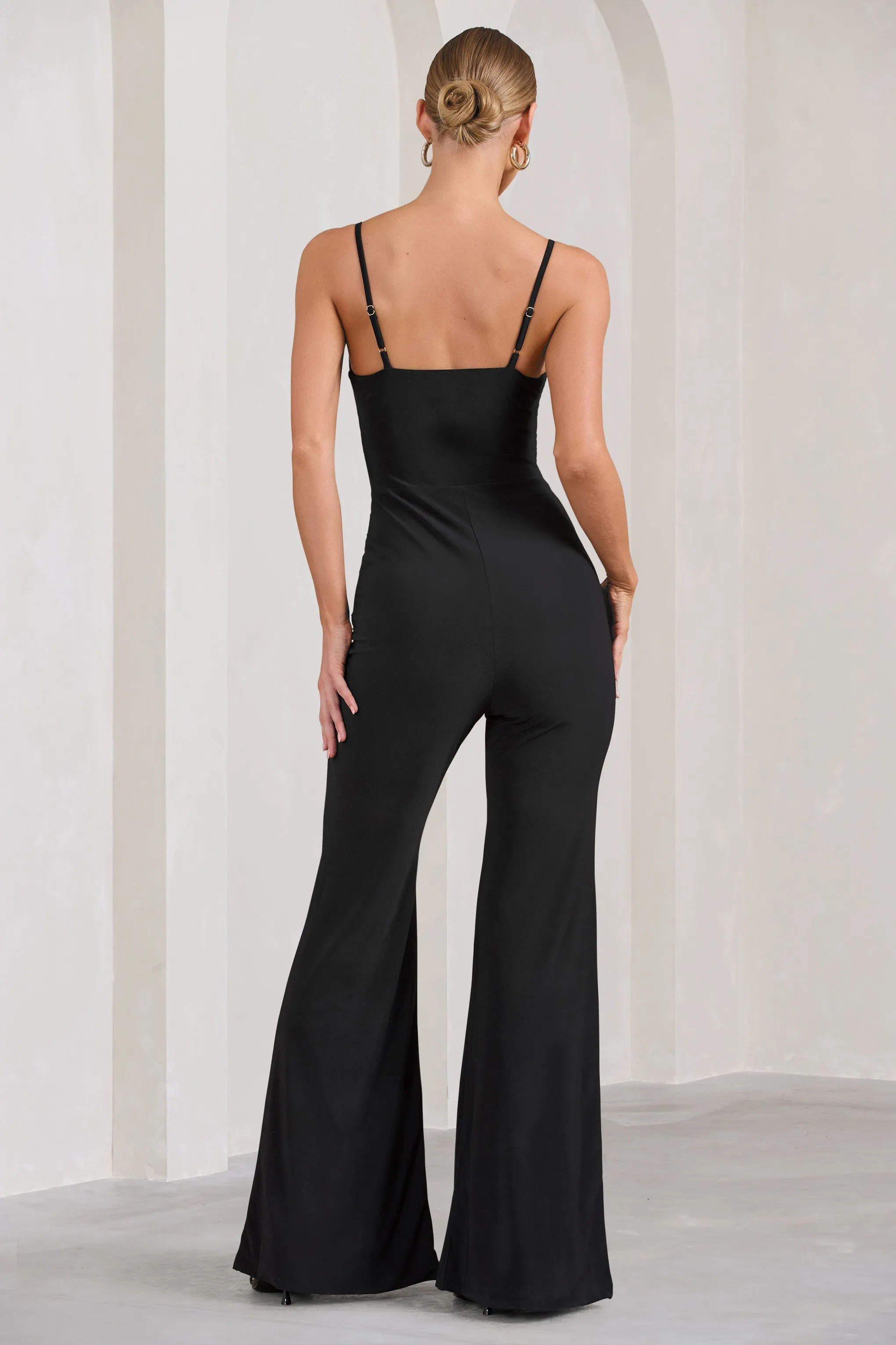 Aspiration | Black Knot Detail Ruched Jumpsuit