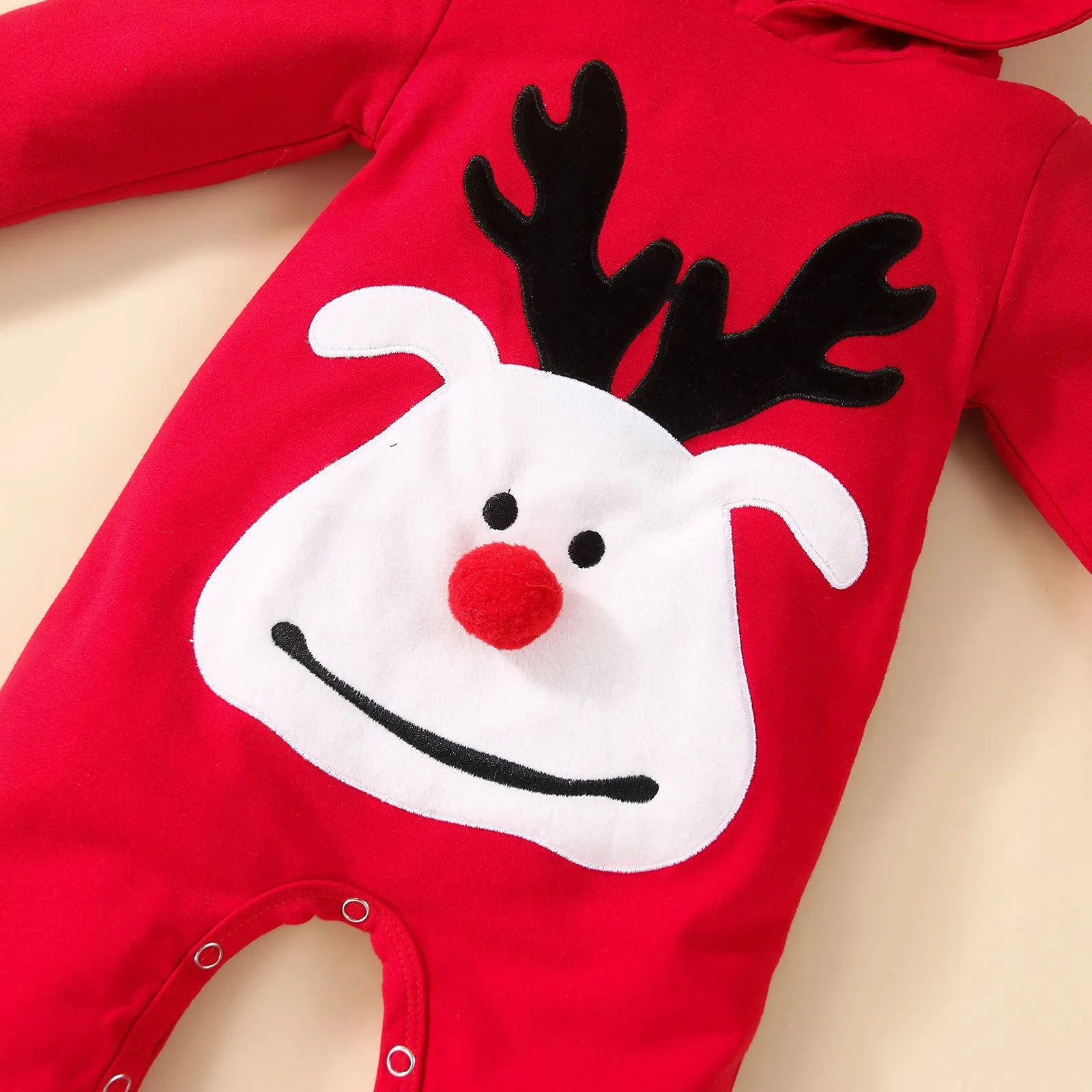 Baby Reindeer Long Sleeve Jumpsuit with Hood