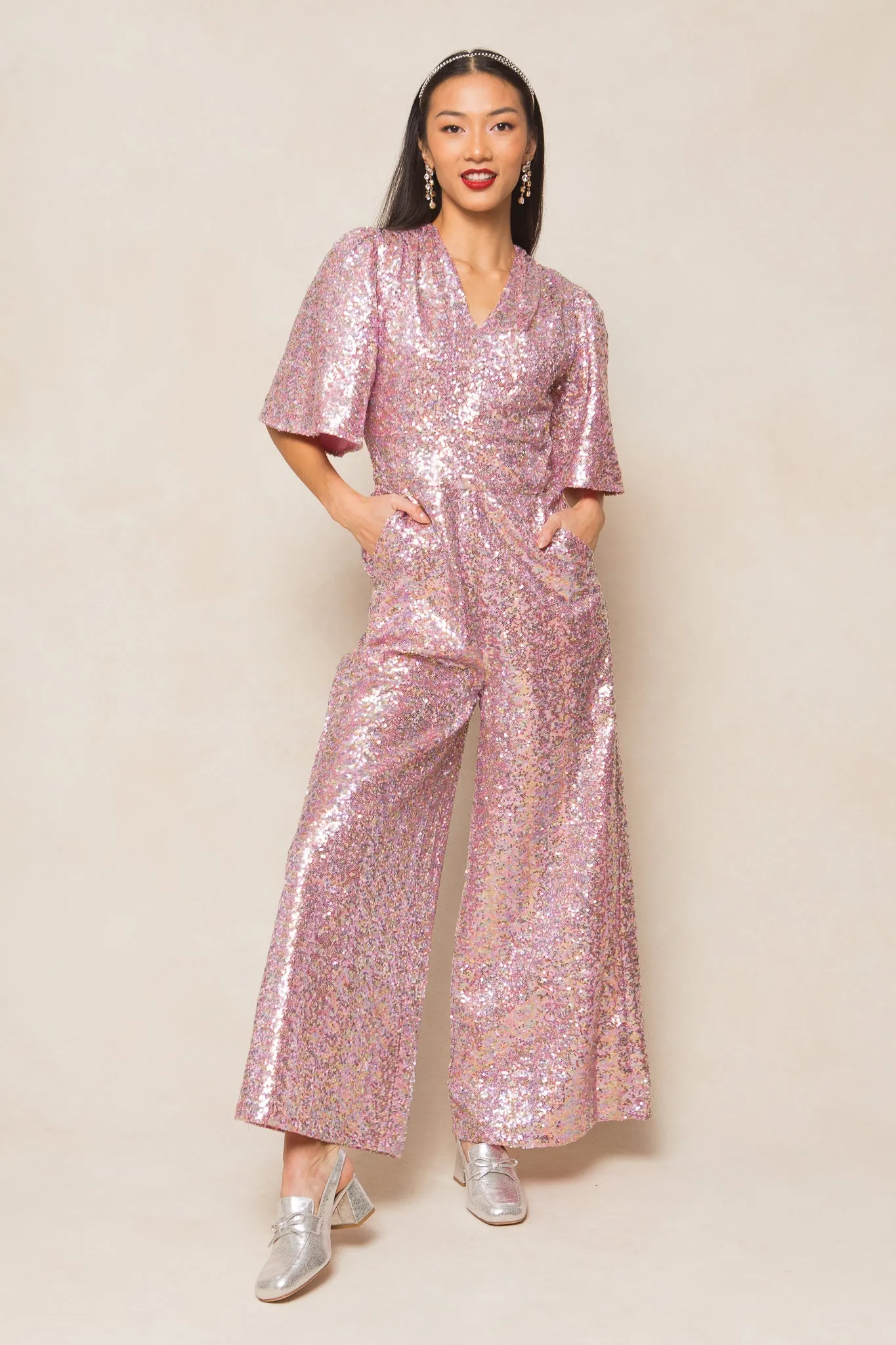 Bejeweled Jumpsuit in Pink - FINAL SALE