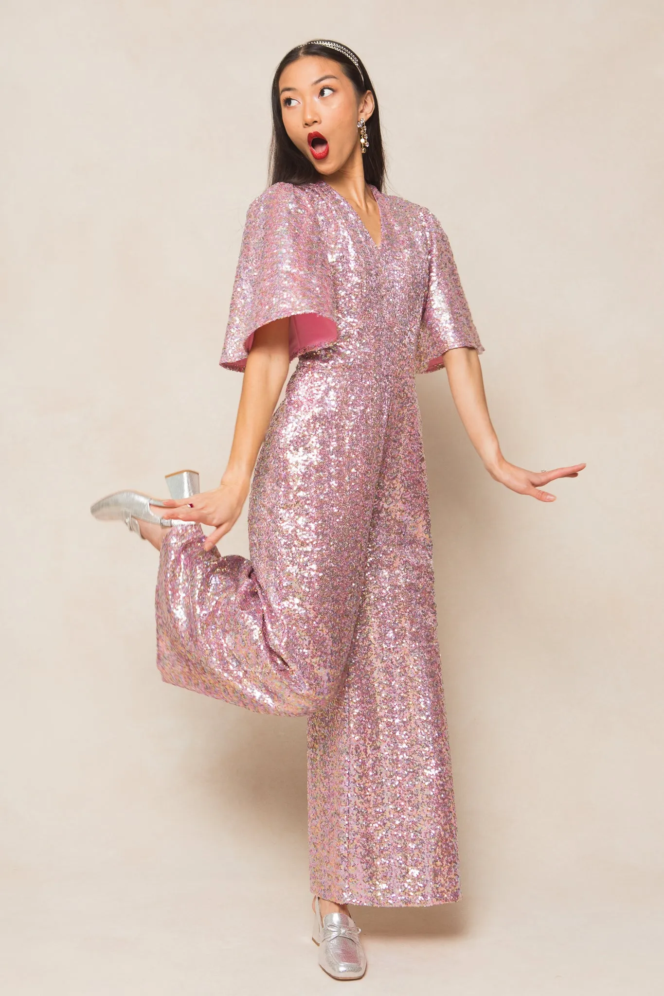 Bejeweled Jumpsuit in Pink - FINAL SALE