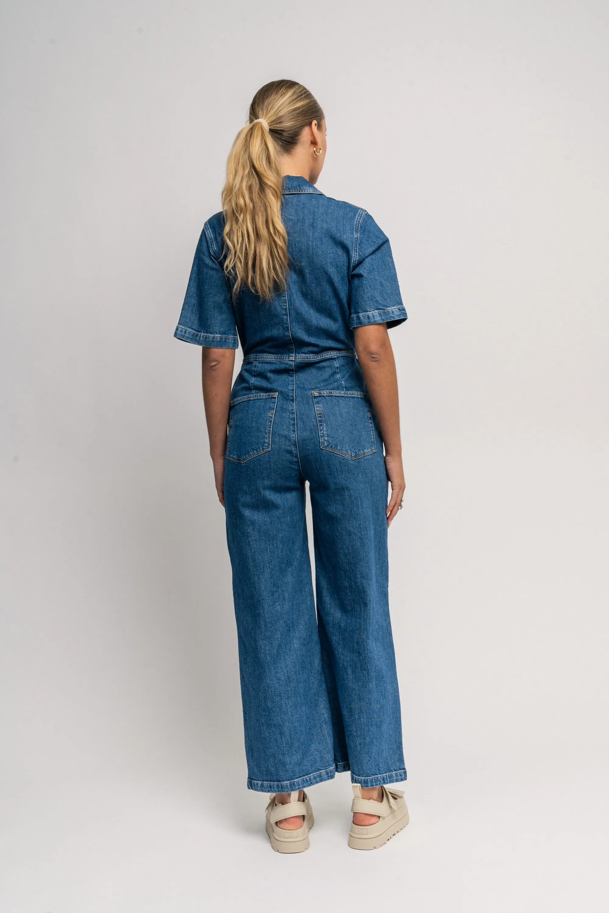 Bella 2/4 Marine Jumpsuit - Medium Blue Denim