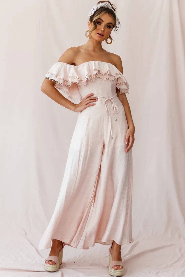 Beloved Off-Shoulder Wide Leg Jumpsuit Nude