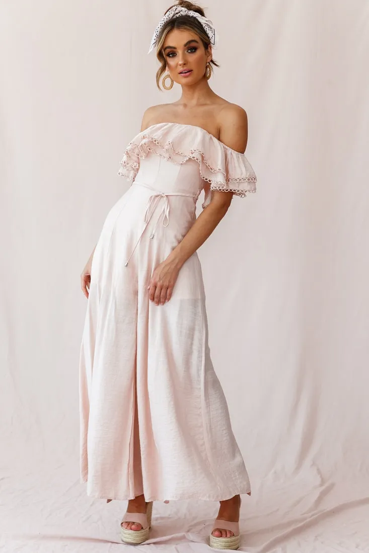 Beloved Off-Shoulder Wide Leg Jumpsuit Nude