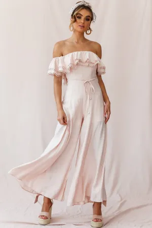 Beloved Off-Shoulder Wide Leg Jumpsuit Nude