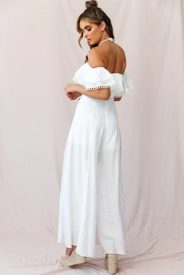 Beloved Off-Shoulder Wide Leg Jumpsuit White