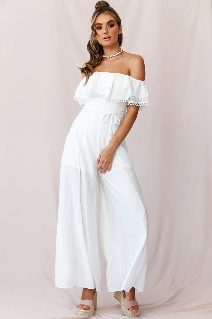 Beloved Off-Shoulder Wide Leg Jumpsuit White