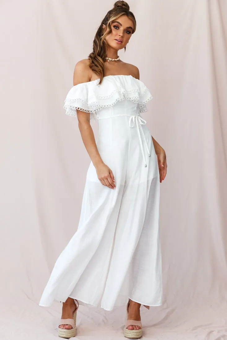 Beloved Off-Shoulder Wide Leg Jumpsuit White