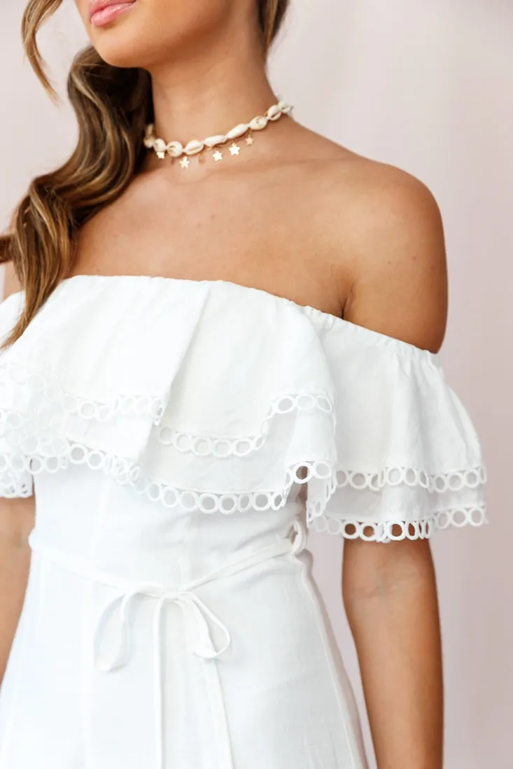 Beloved Off-Shoulder Wide Leg Jumpsuit White