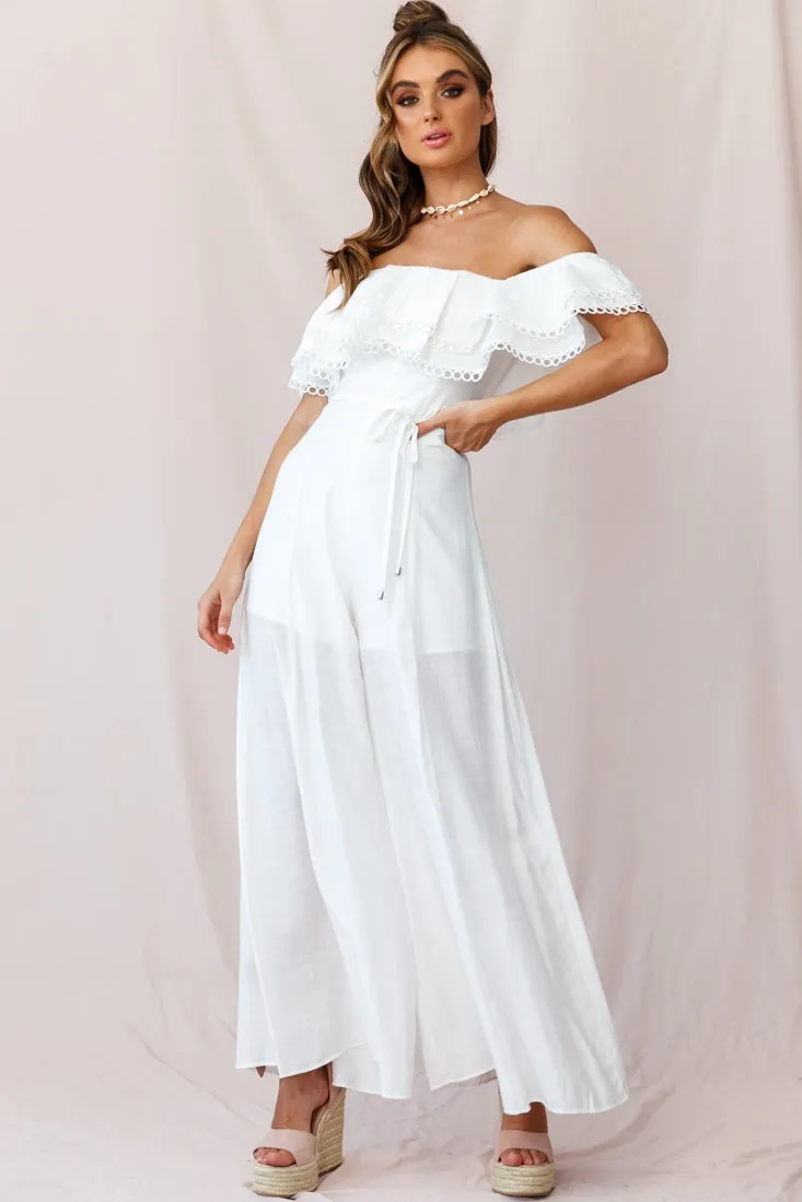 Beloved Off-Shoulder Wide Leg Jumpsuit White