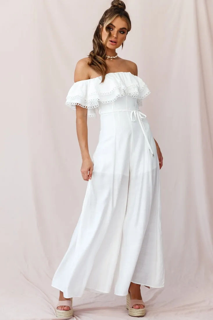 Beloved Off-Shoulder Wide Leg Jumpsuit White