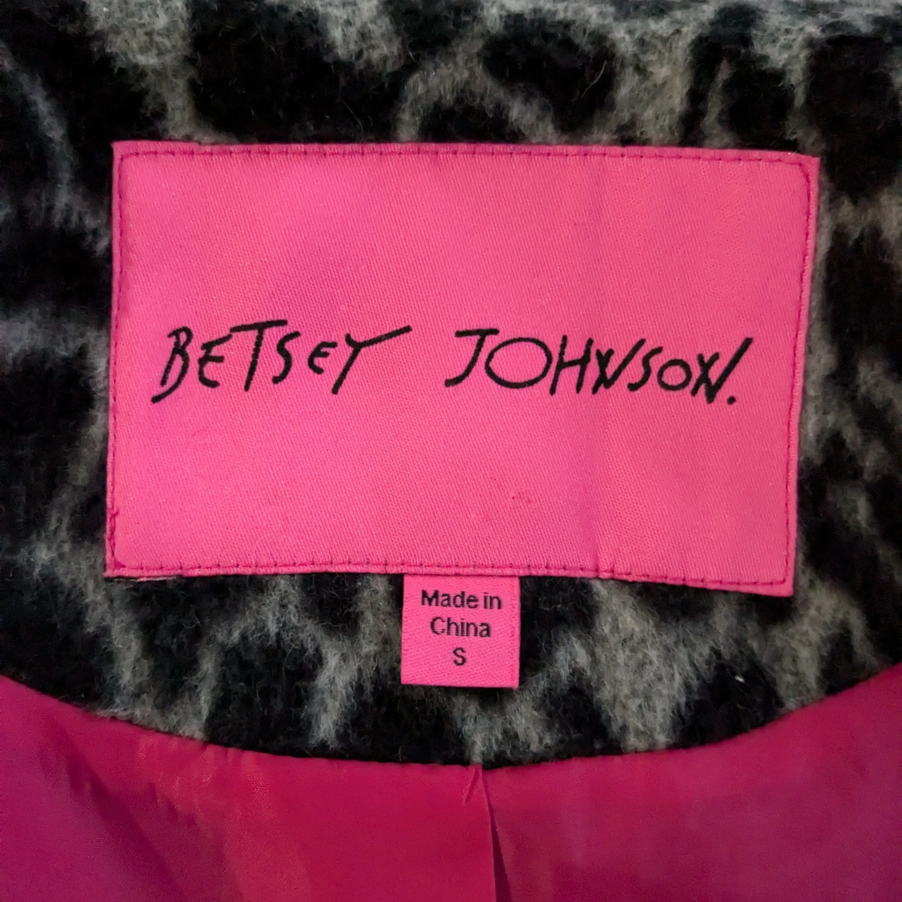 Betsey Johnson Animal Print Wool Blend Coat Size Small