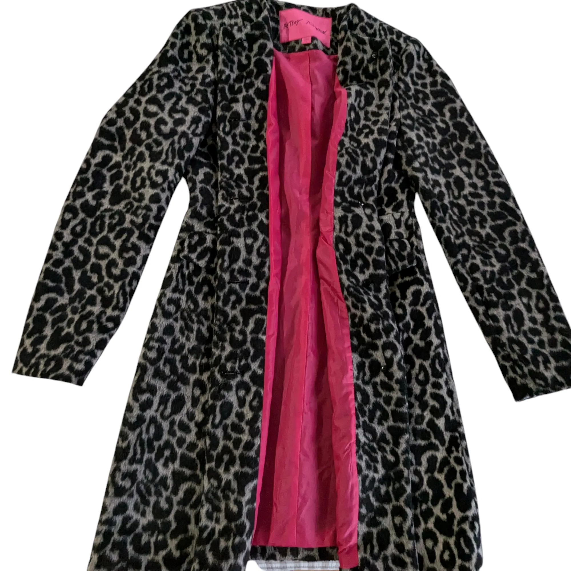 Betsey Johnson Animal Print Wool Blend Coat Size Small