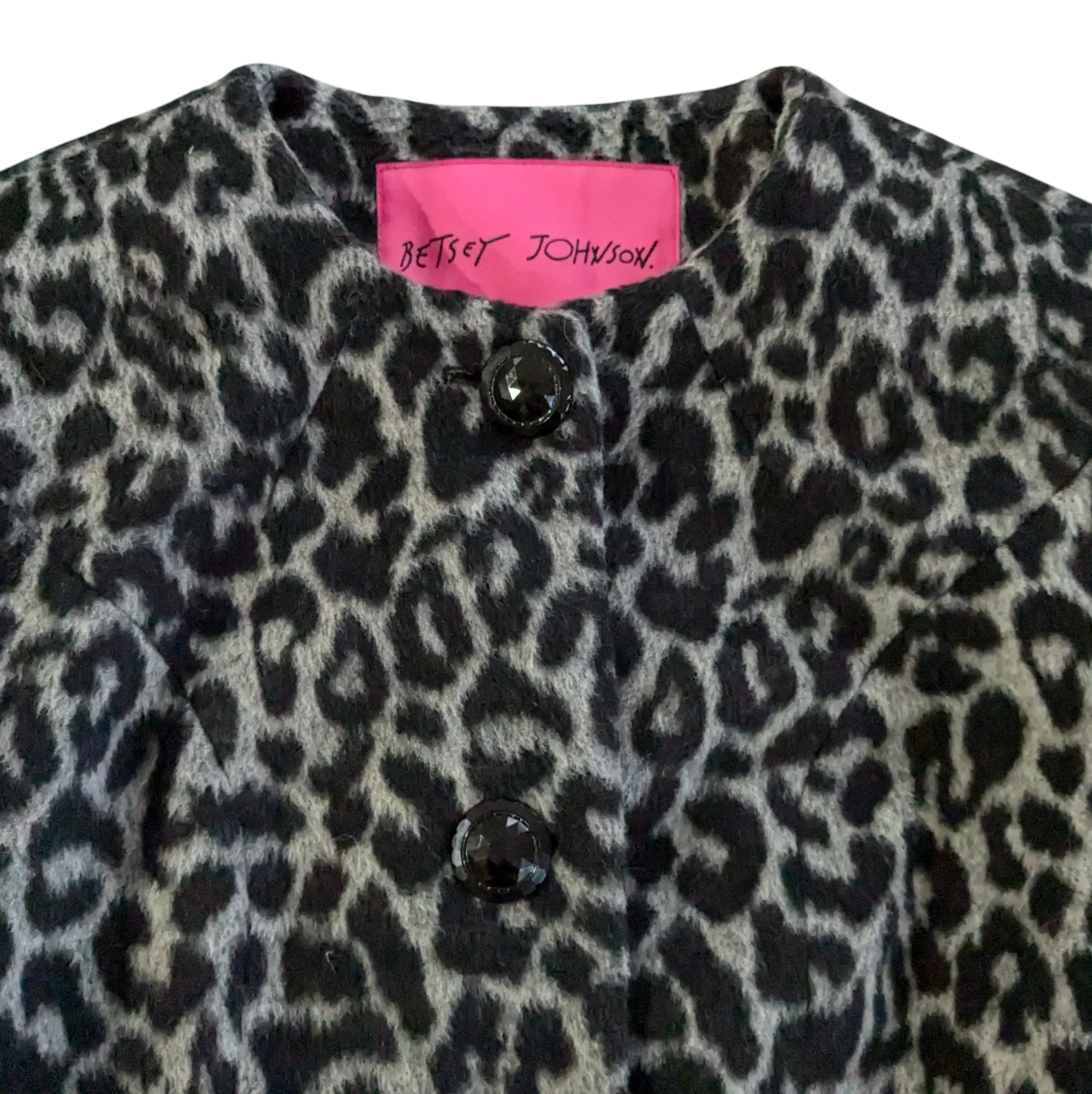 Betsey Johnson Animal Print Wool Blend Coat Size Small