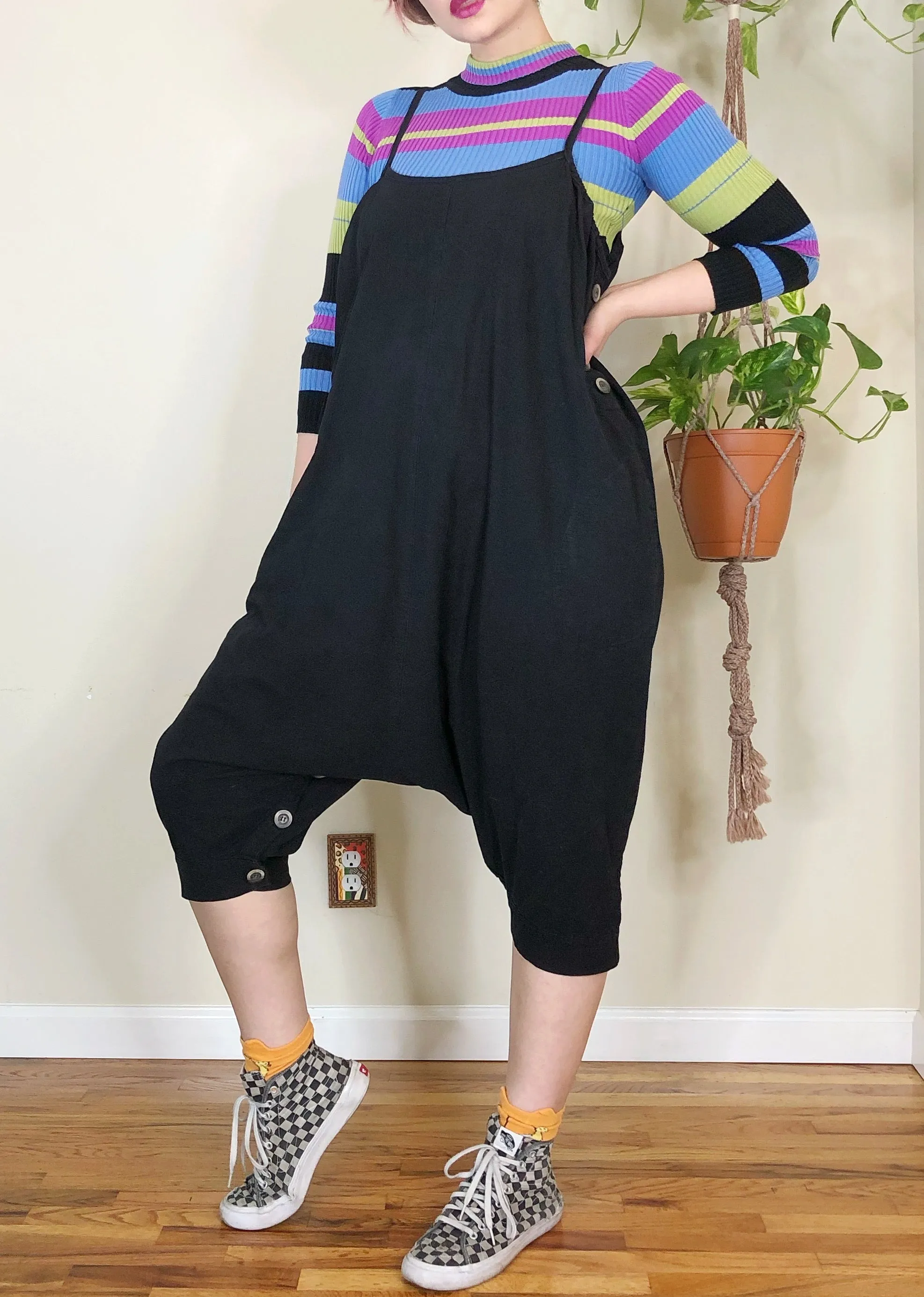 Black Drop Crotch Convertible Jumpsuit - XL/2X