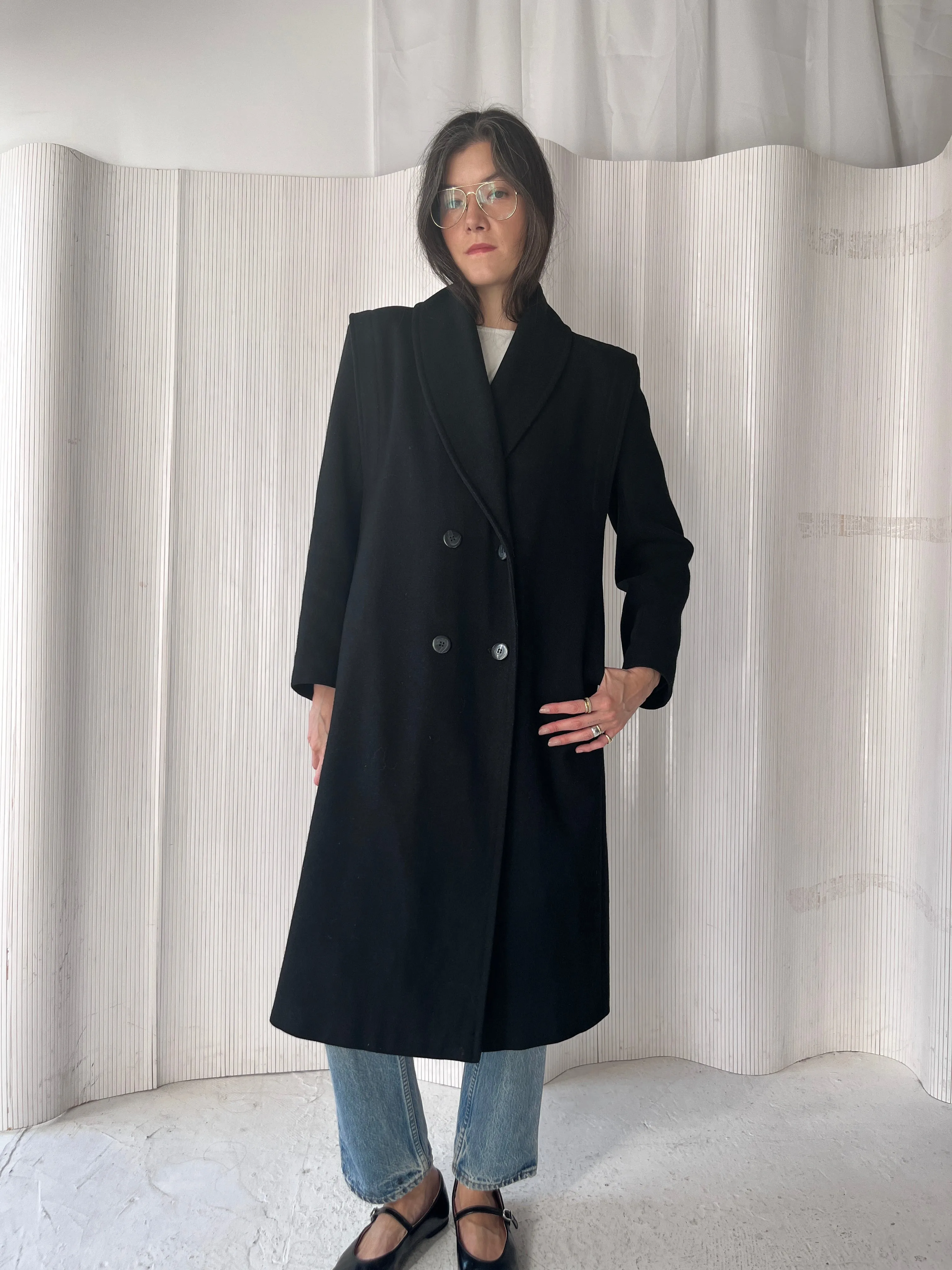 Black long wool coat