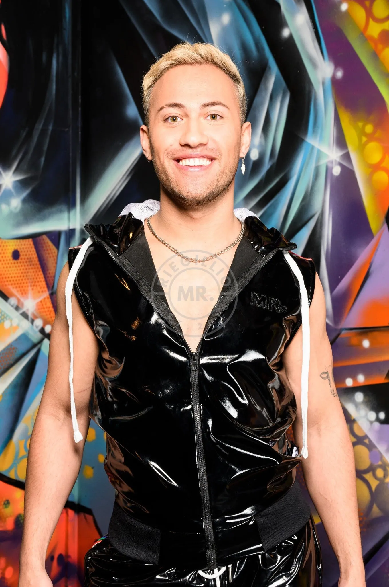 Black PVC Sleeveless Tracksuit Jacket - PROUD