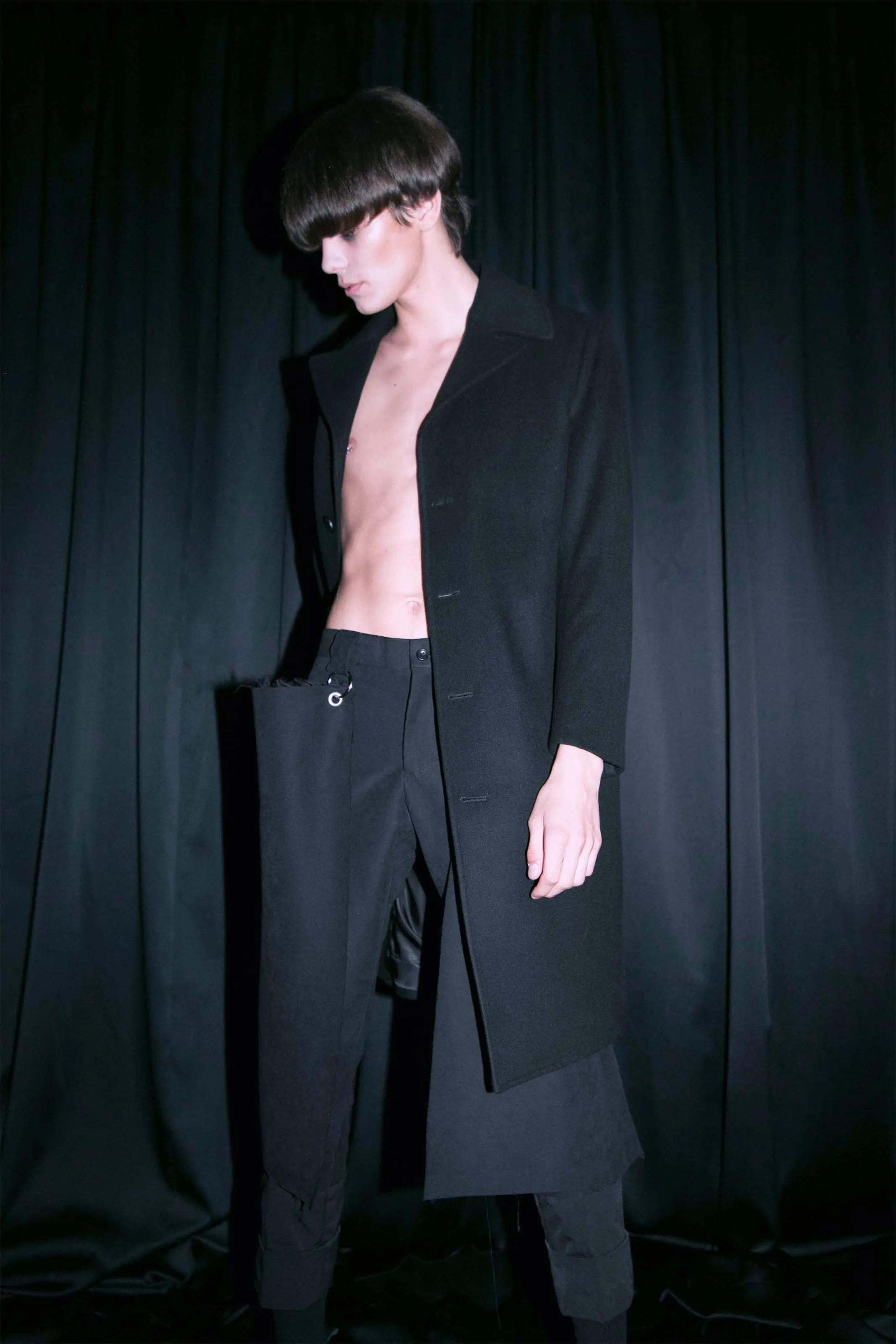 Black Wool & Cashmere Coat.