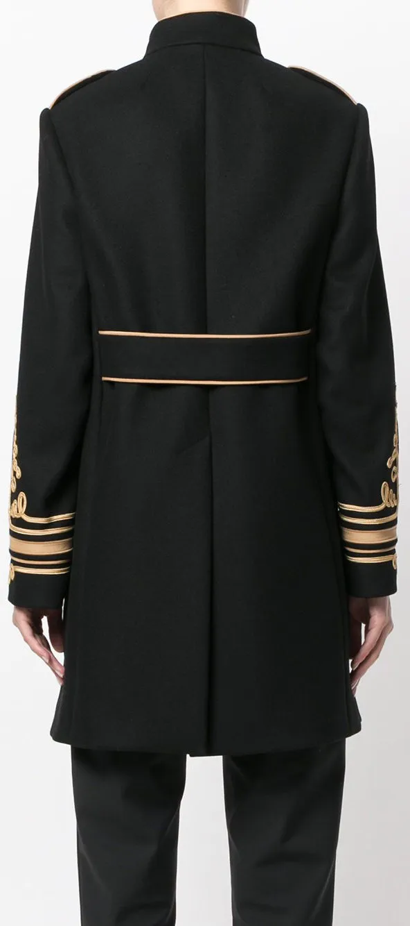 Black Wool Military Coat