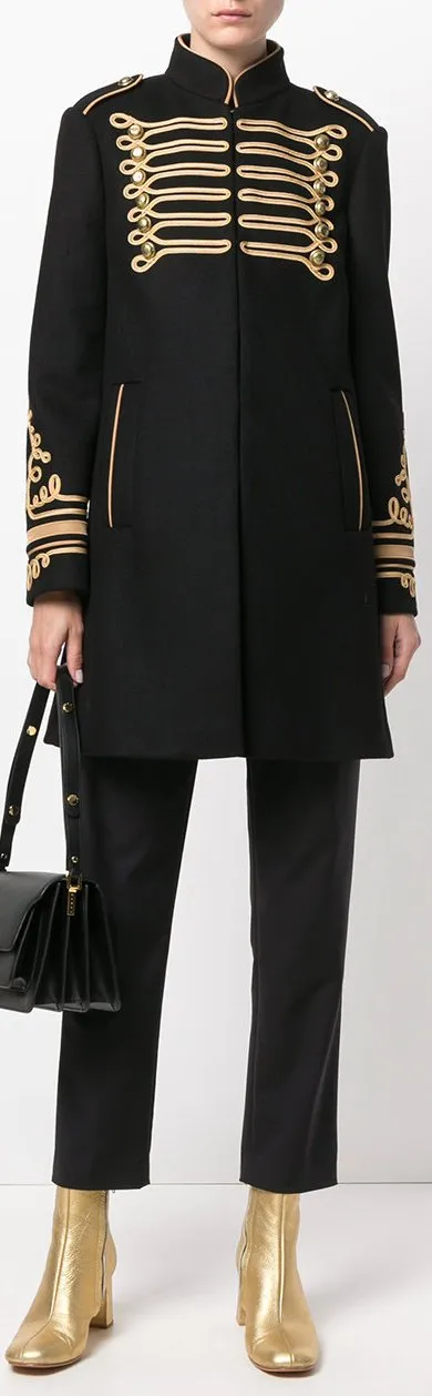 Black Wool Military Coat