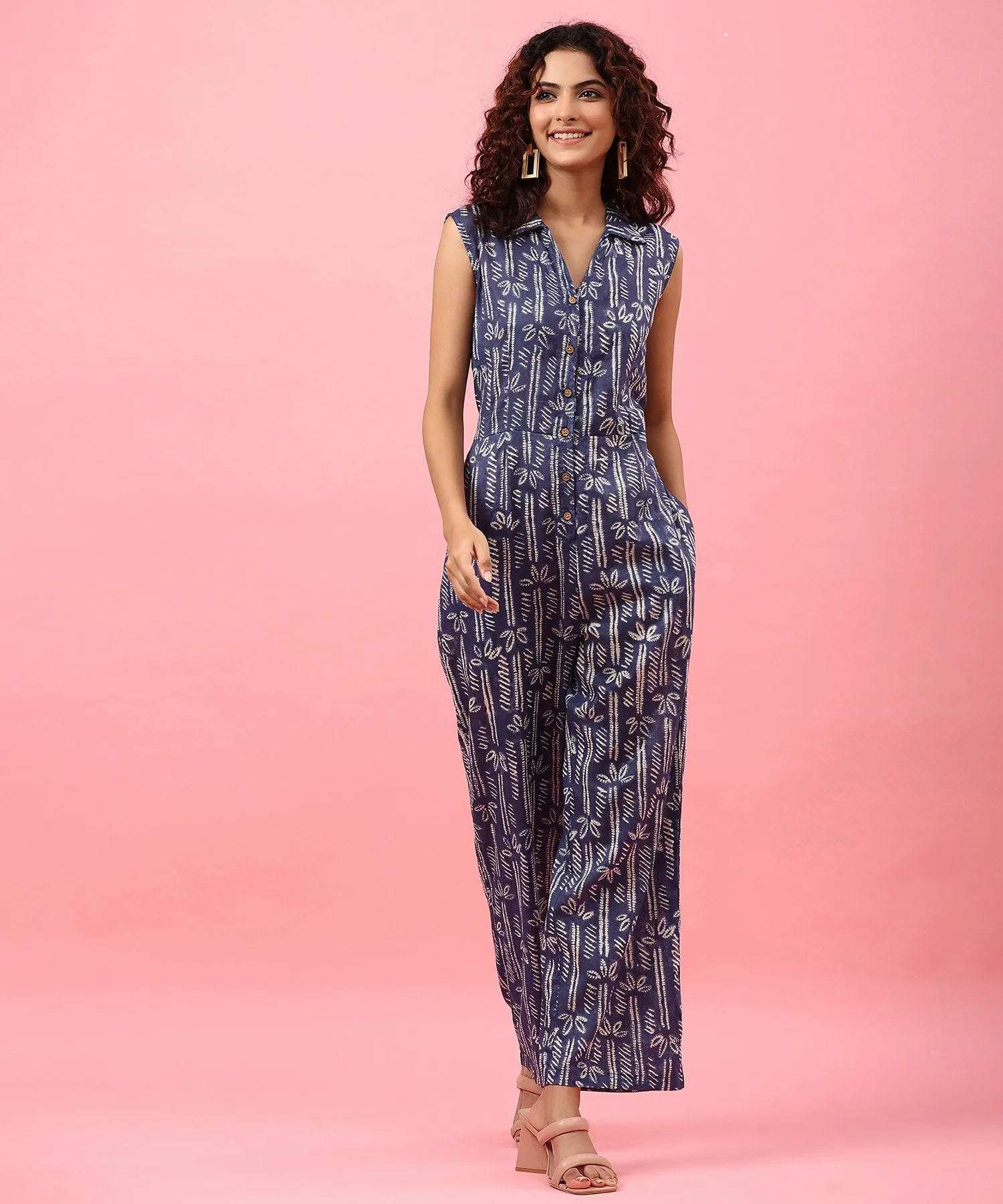 Bloom Blue Cotton Jumpsuit