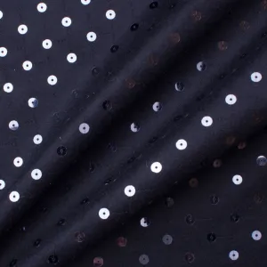 Blue Sequinned Pure Wool Flannel