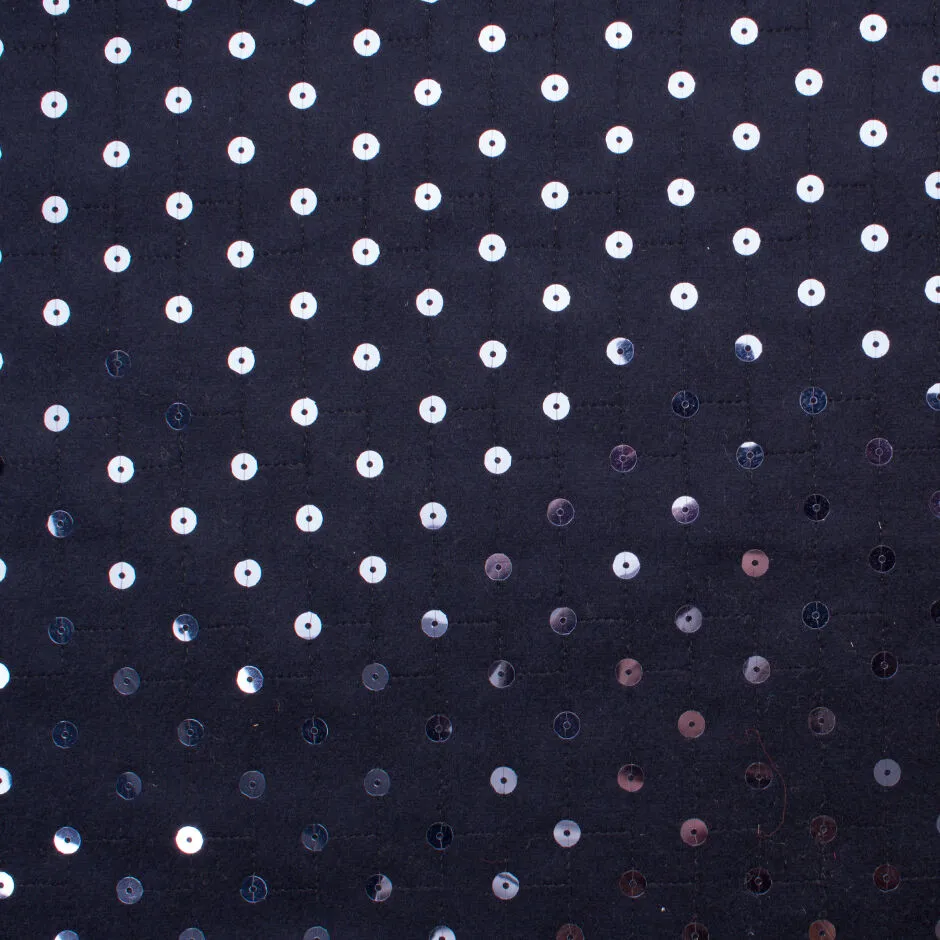 Blue Sequinned Pure Wool Flannel