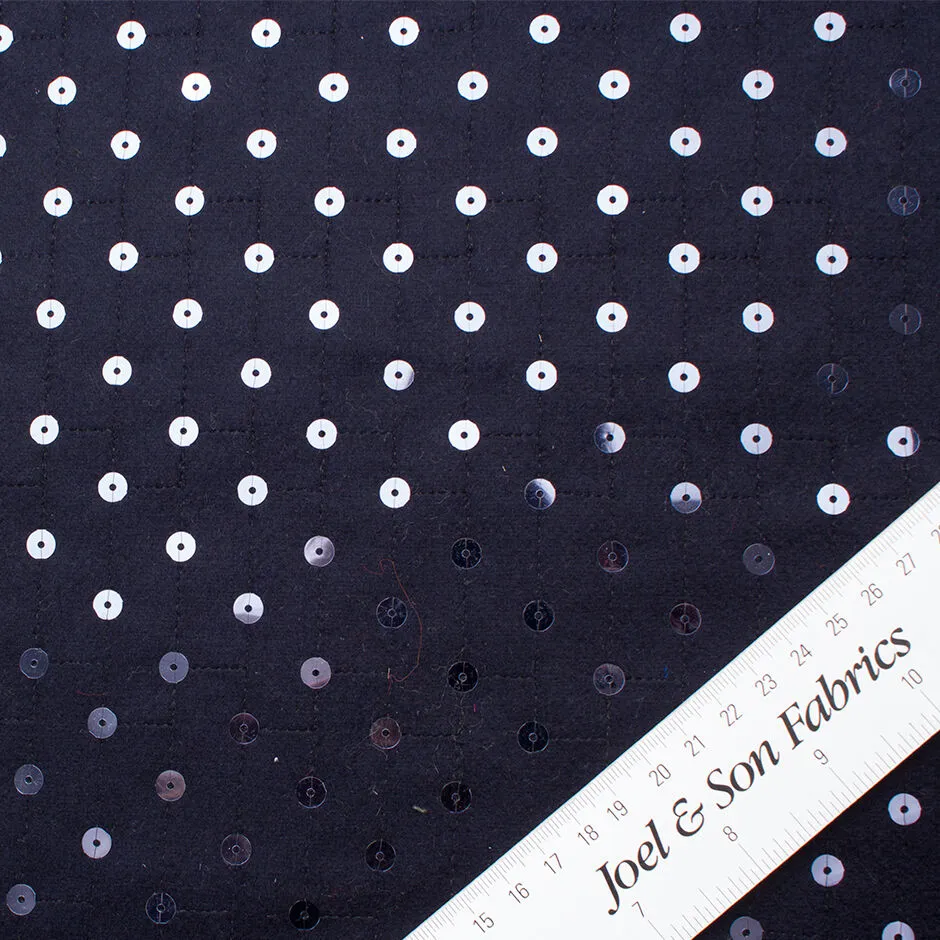 Blue Sequinned Pure Wool Flannel