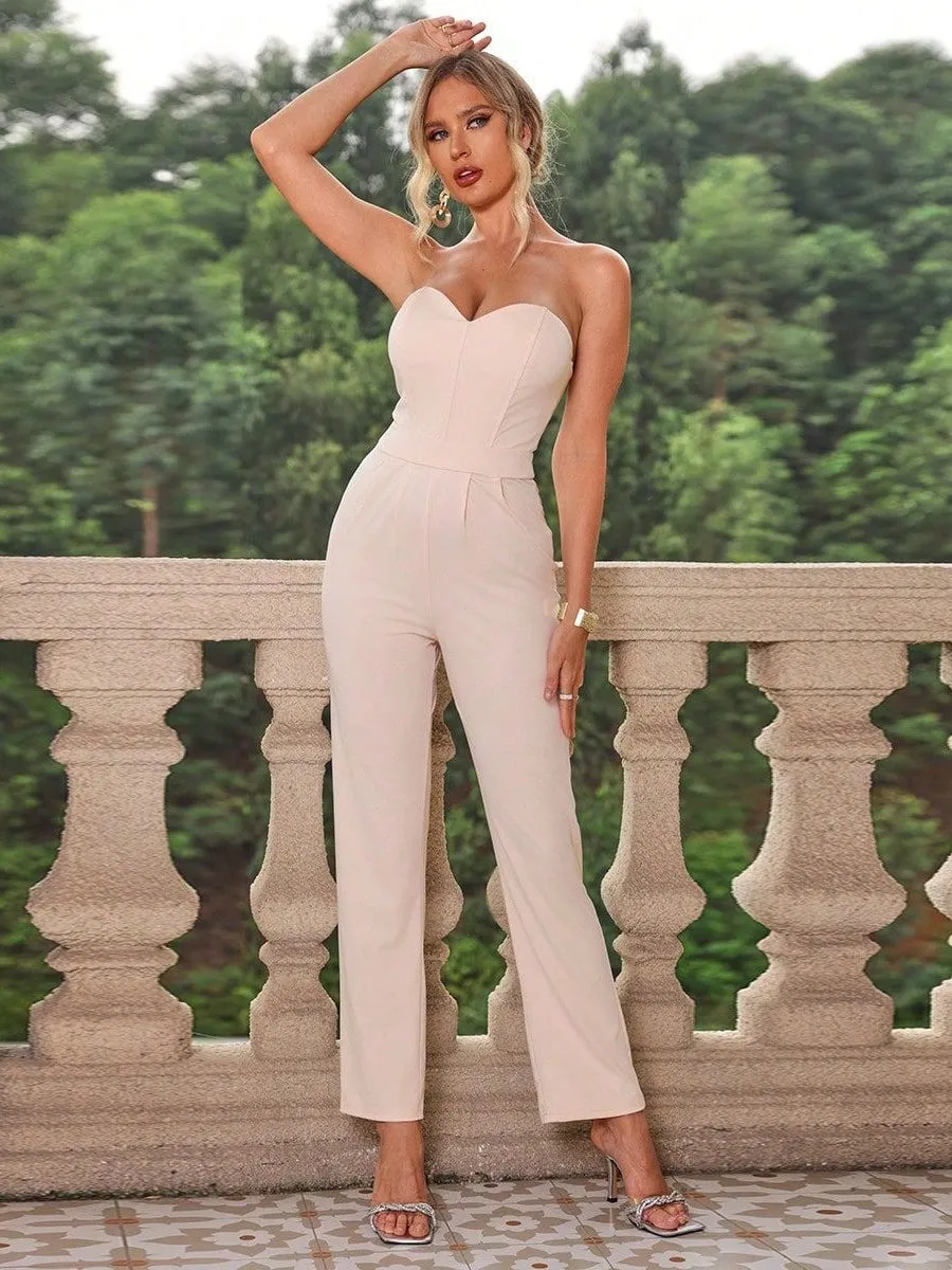 Blush Beauty Strapless Tailored Jumpsuit