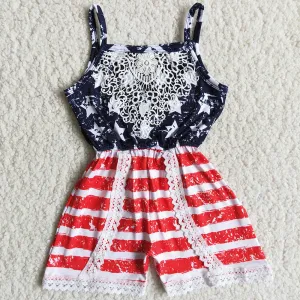 Boutique Baby Girls Jumpsuit July 4th Kids Baby Girls Rompers Suspender Summer Clothes Suit Boutique Kids Jumpsuit C6-10