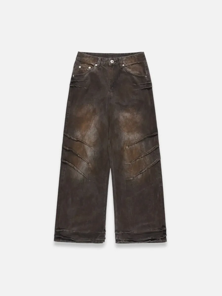 Brown Wash Baggy Jeans