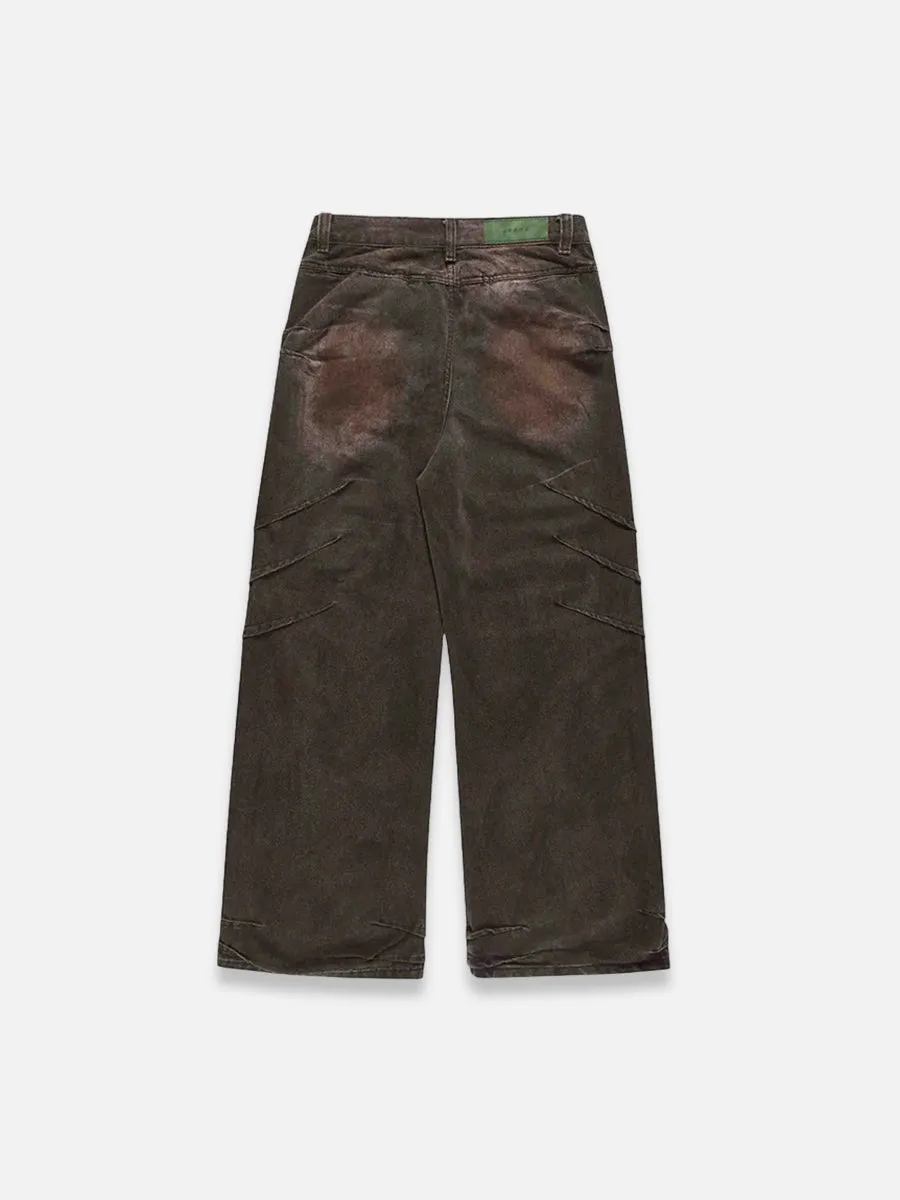 Brown Wash Baggy Jeans