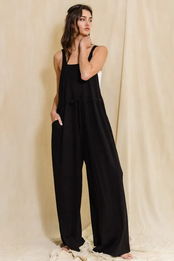 BucketList O-ring & Strap Wide Leg Jumpsuit in Black