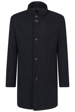 Bugatti Wool Blend Coat with Removable Quilting Insert - Navy