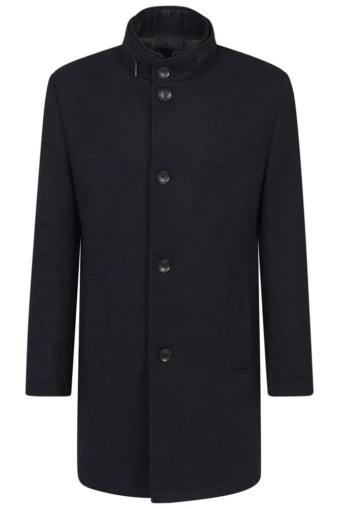 Bugatti Wool Blend Coat with Removable Quilting Insert - Navy