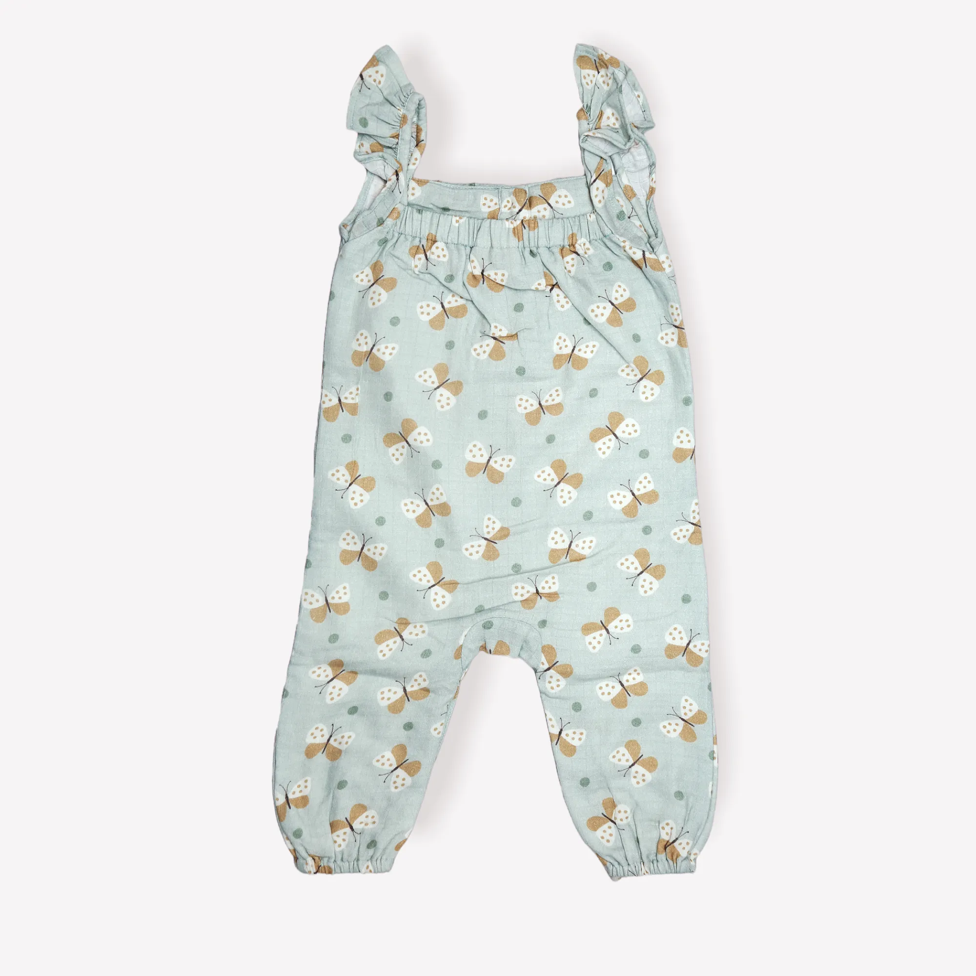 Butterfly Sleeveless Ruffle Baby Jumpsuit (Organic Muslin)