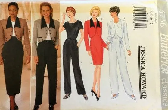 Butterick 4736 - UNCUT COMPLETE - Sizes 6, 8, 10, 12 Jessica Howard Jacket, Dress, Jumpsuit & Belt