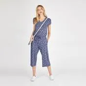 Cap Sleeve Crop Ditsy Spot Jumpsuit