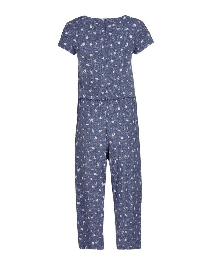 Cap Sleeve Crop Ditsy Spot Jumpsuit