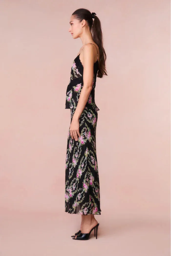 Castle Floral Maxi Skirt ~ Black Coffee