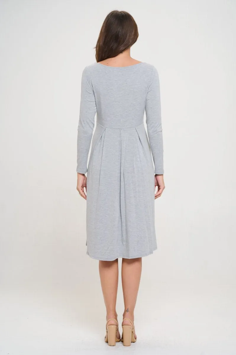 Charlee Long Sleeve A-line Knit Dress with Pockets